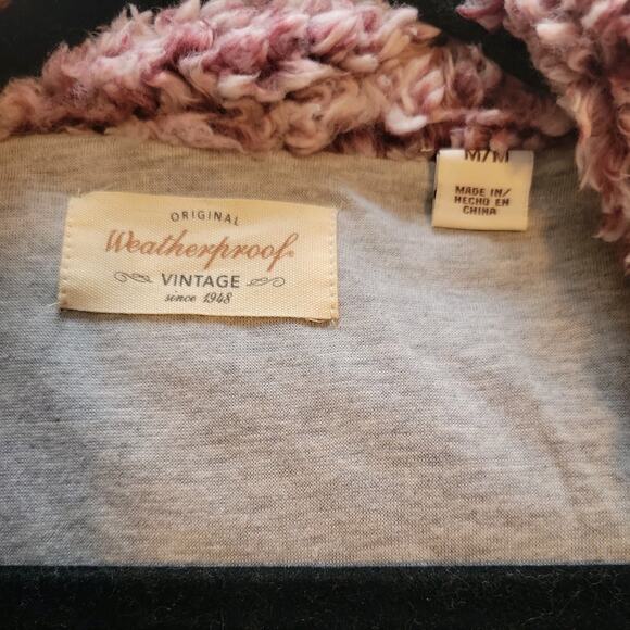 Weatherproof Vintage Sherpa Fleece Jacket Women Purple 1/4 Zip Long Medium - Picture 5 of 9